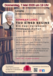 Lesung von Hannah Lenz im Sommerschloss Brunshausen am Donnerstag, 07.05.2026, um 19 Uhr 