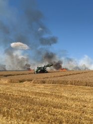 Technischer Defekt  am Mähwerk löst  großflächigen Brand aus!