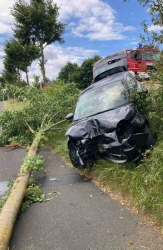 67-Jährige prallt mit seinem Wagen erst gegen Reh und dann gegen Baum