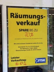 JYSK (Ex-Dänisches Bettenhaus) schließt Filiale in Bad Gandersheim im Oktober 2026!