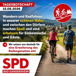 Die Botschaft der SPD zum heutigen Samstag: Auf in die schöne Natur!